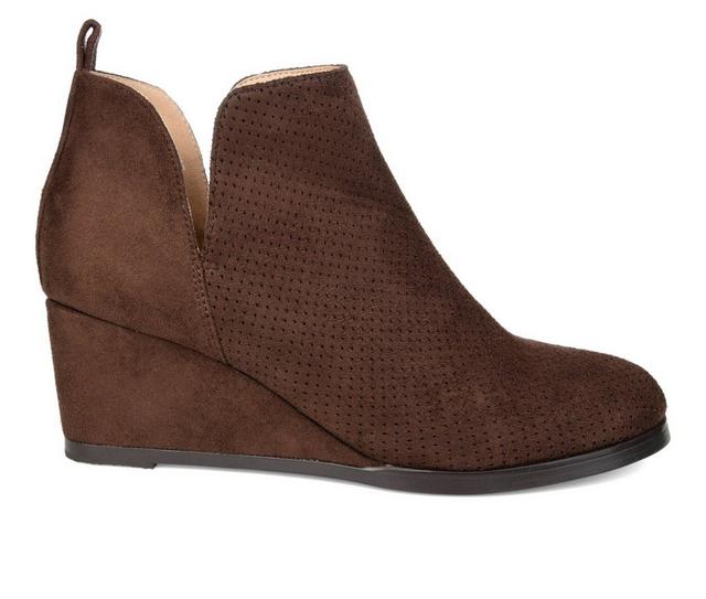 Women's Journee Collection Mylee Wedge Booties in Brown color