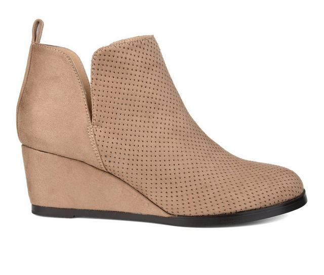 Women's Journee Collection Mylee Wedge Booties in Taupe color