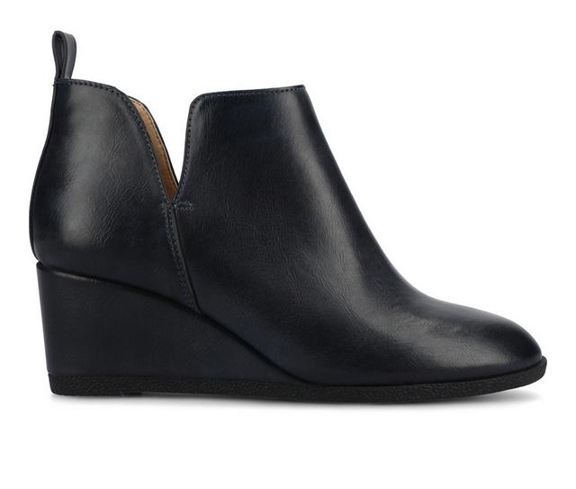Women's Journee Collection Mylee Wedge Booties in Navy color