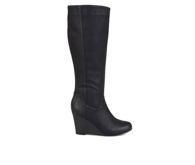 Women's Journee Collection Langly Wedge Knee High Boots in Black color