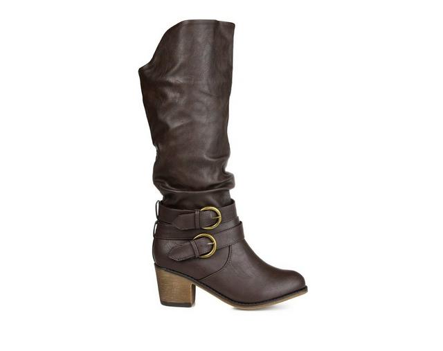 Women's Journee Collection Late Wide Calf Knee High Boots in Dark Brown color