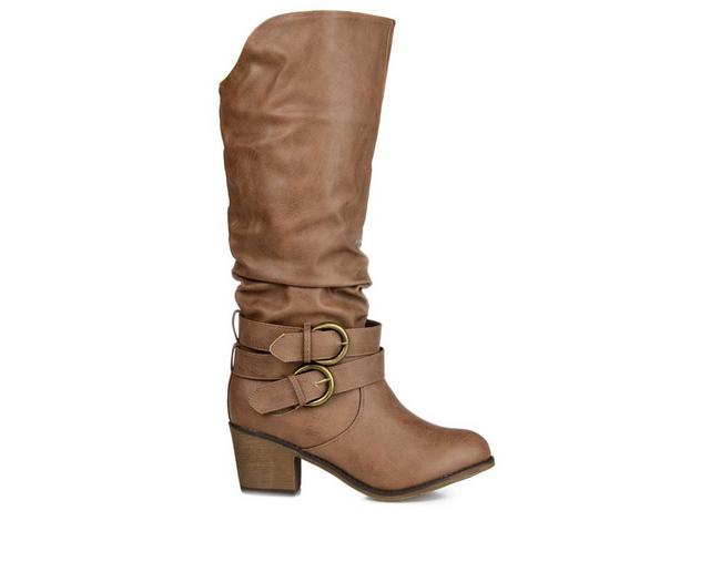Women's Journee Collection Late Wide Calf Knee High Boots in Taupe color