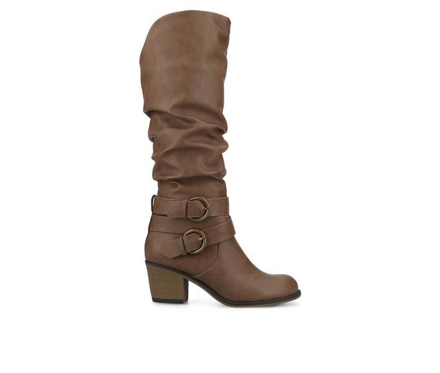 Women's Journee Collection Late Wide Calf Knee High Boots in Taupe color