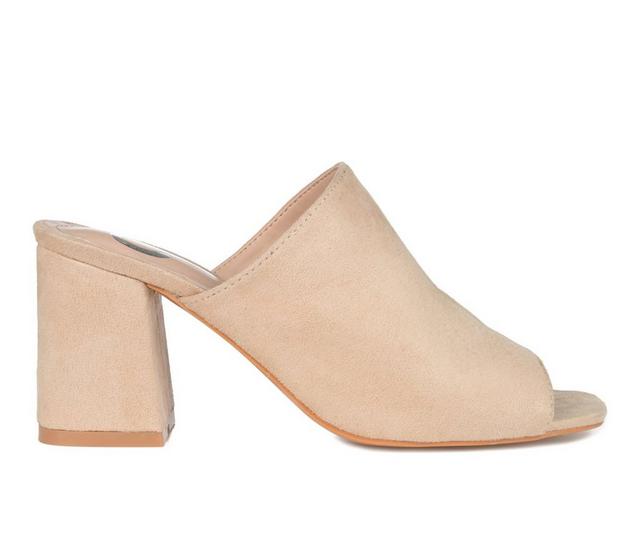 Women's Journee Collection Adelaide Block Heel Dress Sandals in Nude color