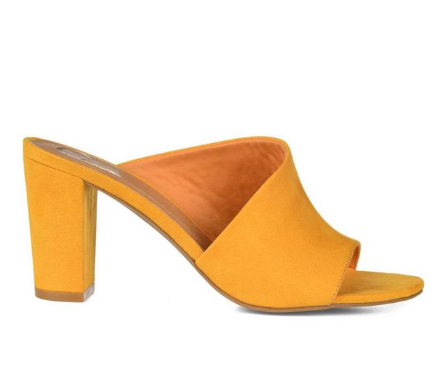 Women's Journee Collection Allea Block Heel Dress Sandals in Mustard color