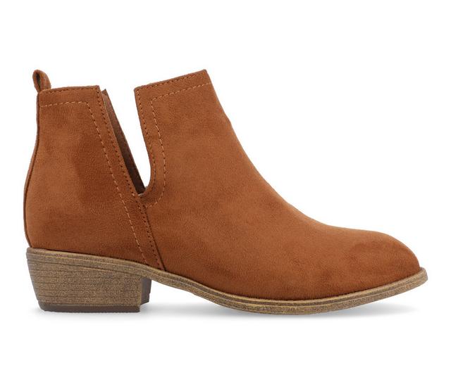 Women's Journee Collection Rimi Side Slit Booties in Camel color
