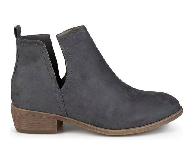 Women's Journee Collection Rimi Side Slit Booties in Grey color