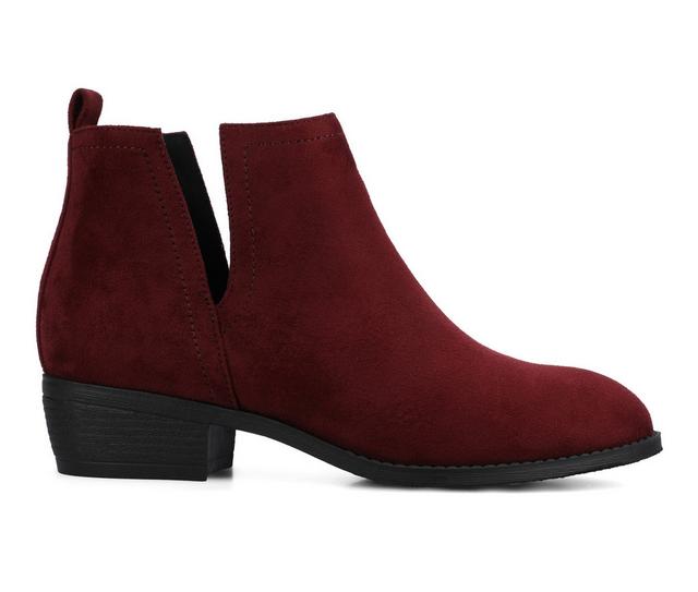 Women's Journee Collection Rimi Side Slit Booties in Oxblood color