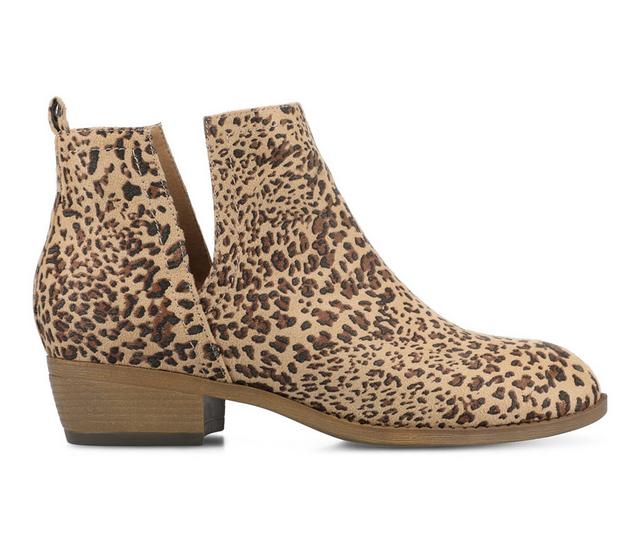 Women's Journee Collection Rimi Side Slit Booties in Cheetah color