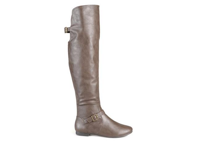 Women's Journee Collection Loft Wide Calf Over-The-Knee Boots in Taupe color