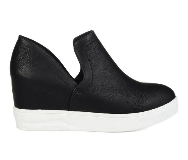 Women's Journee Collection Cardi Wedge Sneakers in Black color