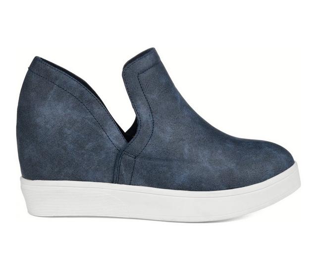 Women's Journee Collection Cardi Wedge Sneakers in Blue color