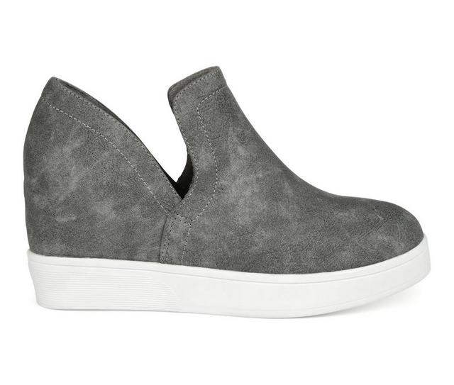 Women's Journee Collection Cardi Wedge Sneakers in Grey color