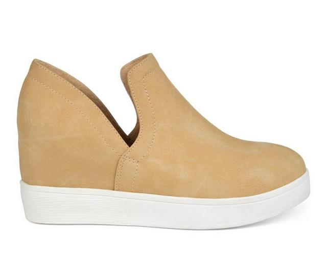 Women's Journee Collection Cardi Wedge Sneakers in Tan color