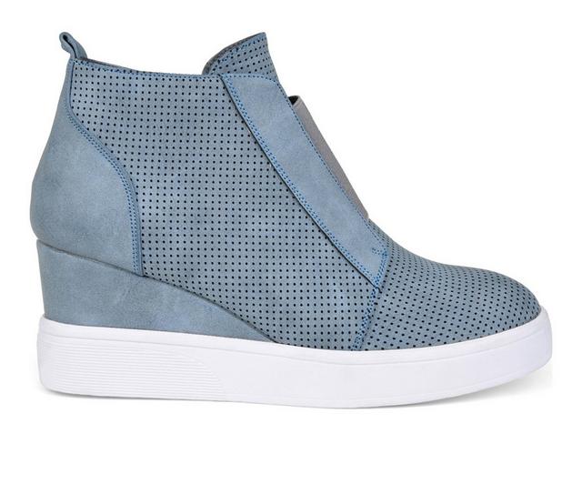 Women's Journee Collection Clara Wedge Sneakers in Blue color