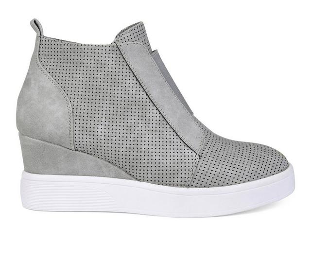 Women's Journee Collection Clara Wedge Sneakers in Grey color