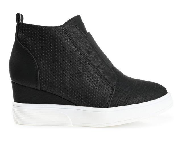 Women's Journee Collection Clara Wedge Sneakers in Black color