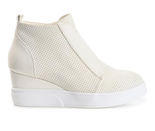 Women's Journee Collection Clara Wedge Sneakers in Bone color