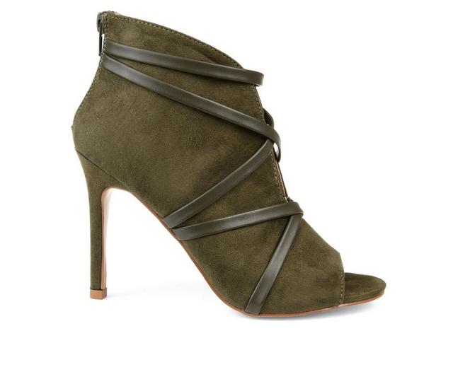 Women's Journee Collection Samara Stiletto Peep Toe Booties in Olive color
