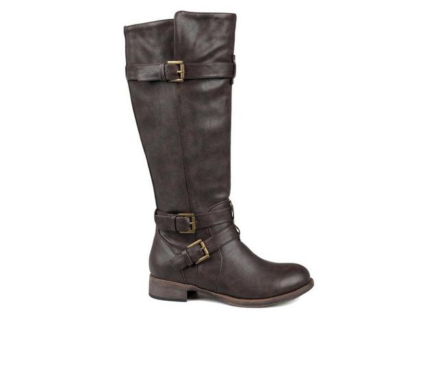Women's Journee Collection Bite Wide Calf Knee High Boots in Brown color