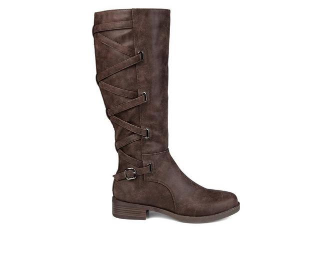 Women's Journee Collection Carly Extra Wide Calf Knee High Boots in Brown color