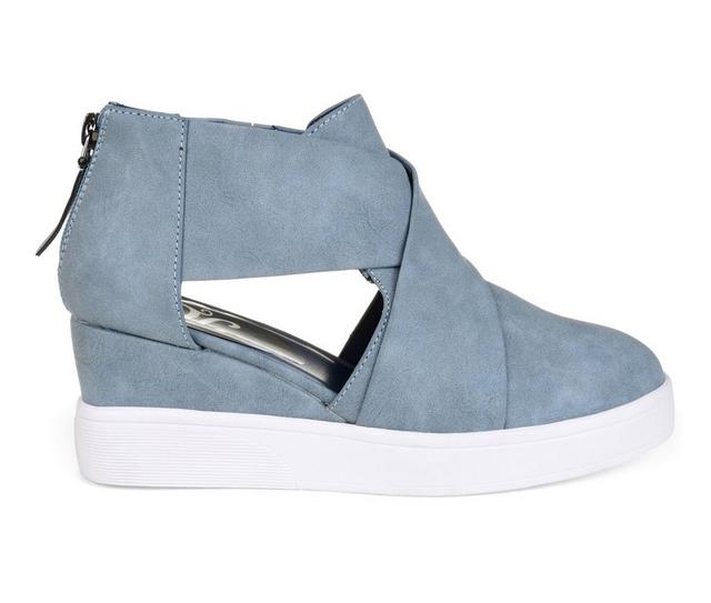 Women's Journee Collection Seena Wedge Sneakers in Blue color