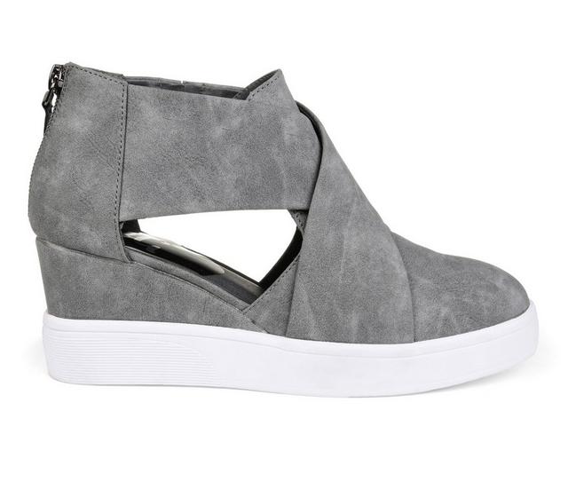 Women's Journee Collection Seena Wedge Sneakers in Grey color