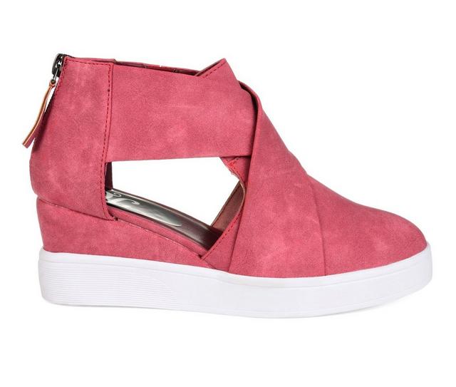 Women's Journee Collection Seena Wedge Sneakers in Pink color