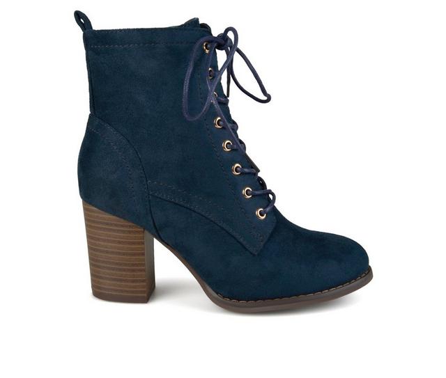 Women's Journee Collection Baylor Lace-Up Booties in Blue color
