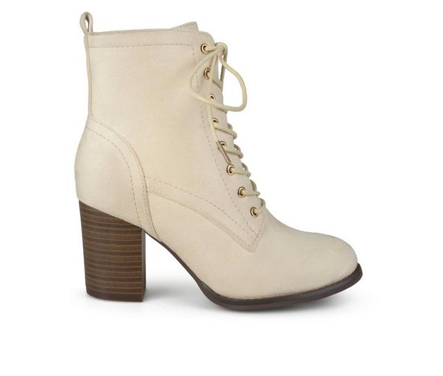 Women's Journee Collection Baylor Lace-Up Booties in Bone color