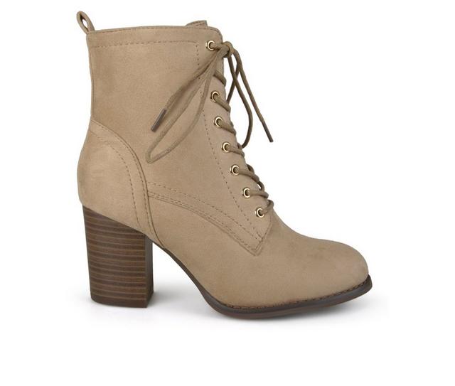 Women's Journee Collection Baylor Lace-Up Booties in Taupe color