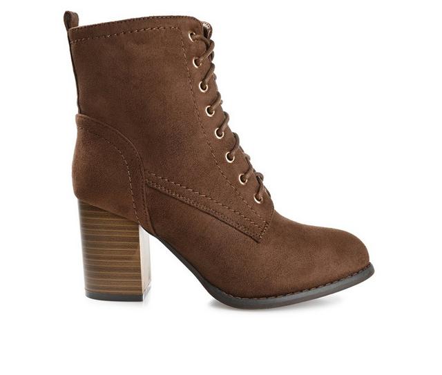 Women's Journee Collection Baylor Lace-Up Booties in Brown color