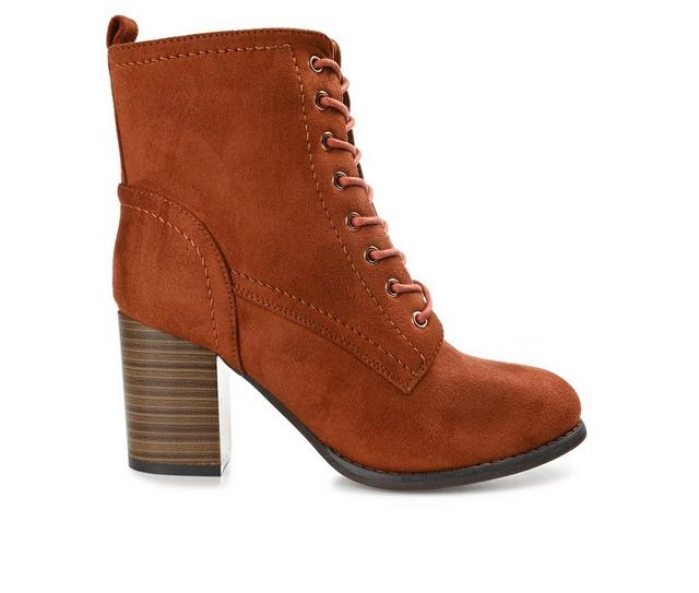 Women's Journee Collection Baylor Lace-Up Booties in Rust color