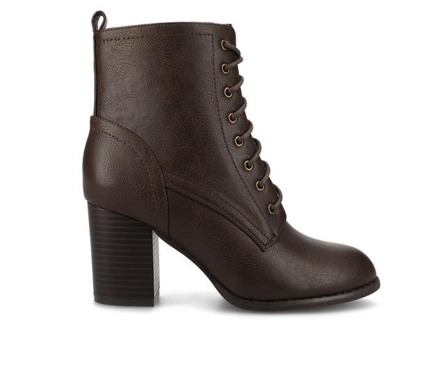 Women's Journee Collection Baylor Lace-Up Booties in Brown FS color