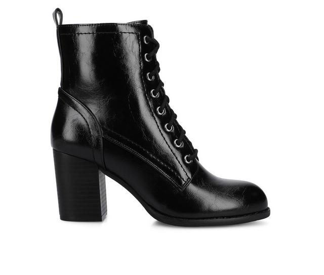 Women's Journee Collection Baylor Lace-Up Booties in Black Crinkle color