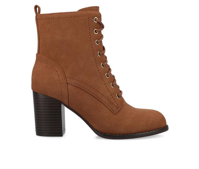 Women's Journee Collection Baylor Lace-Up Booties in Chestnut color