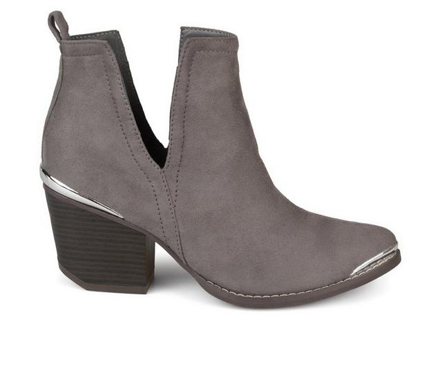 Women's Journee Collection Issla Side Slit Booties in Grey color