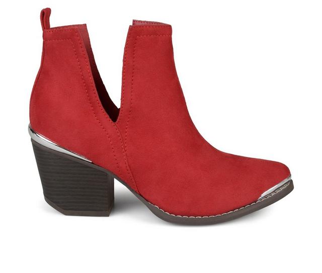 Women's Journee Collection Issla Side Slit Booties in Red color