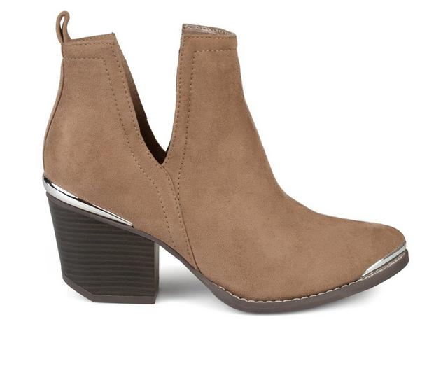 Women's Journee Collection Issla Side Slit Booties in Taupe color