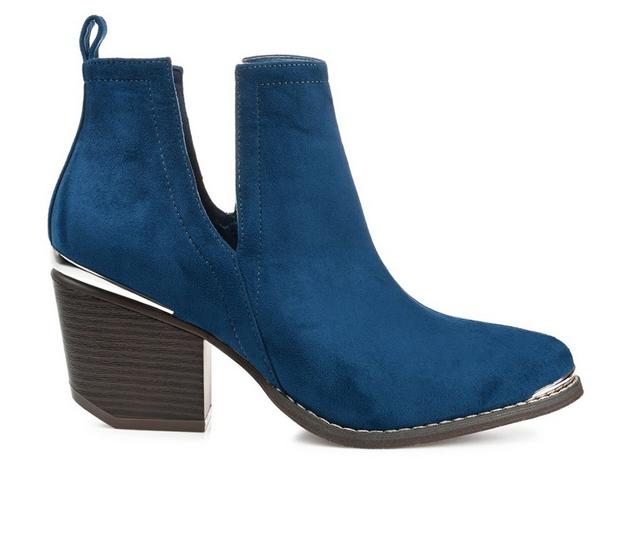 Women's Journee Collection Issla Side Slit Booties in Blue color
