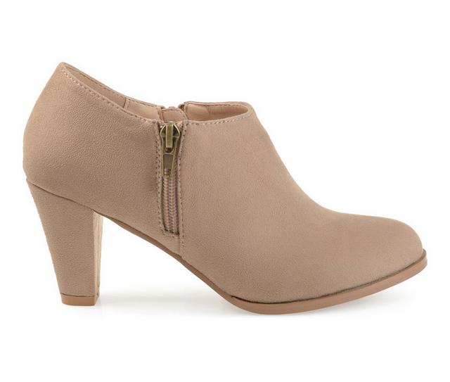 Women's Journee Collection Sanzi Heeled Booties in Taupe color