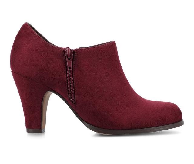 Women's Journee Collection Sanzi Heeled Booties in Oxblood Suede color