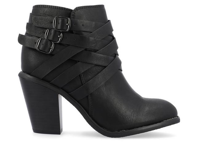 Women's Journee Collection Strap Booties in Black color