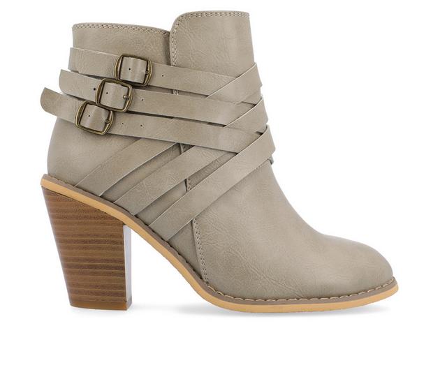 Women's Journee Collection Strap Booties in Stone color