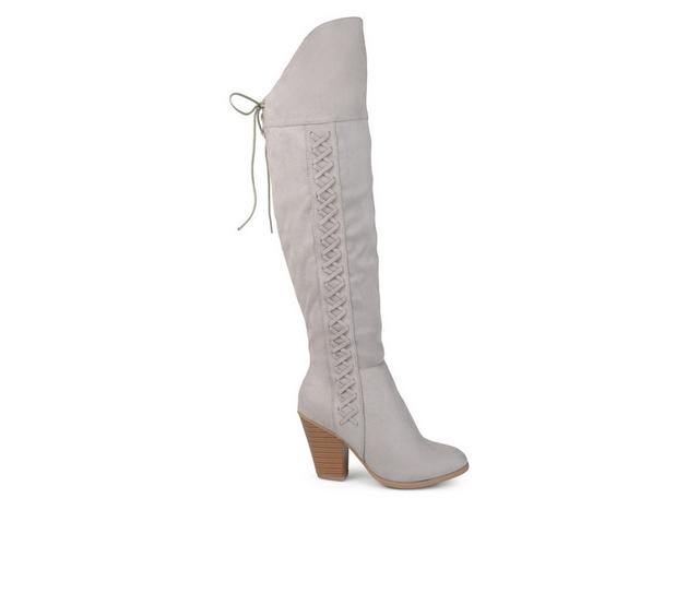 Women's Journee Collection Spritz Over-The-Knee Boots in Grey color
