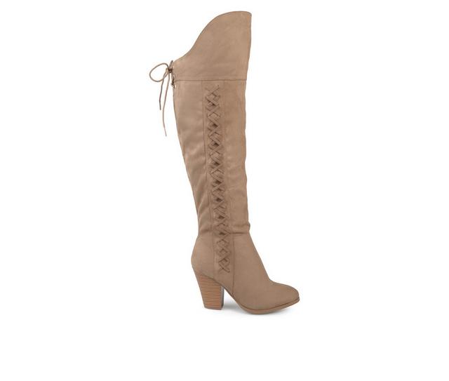 Women's Journee Collection Spritz Over-The-Knee Boots in Taupe color