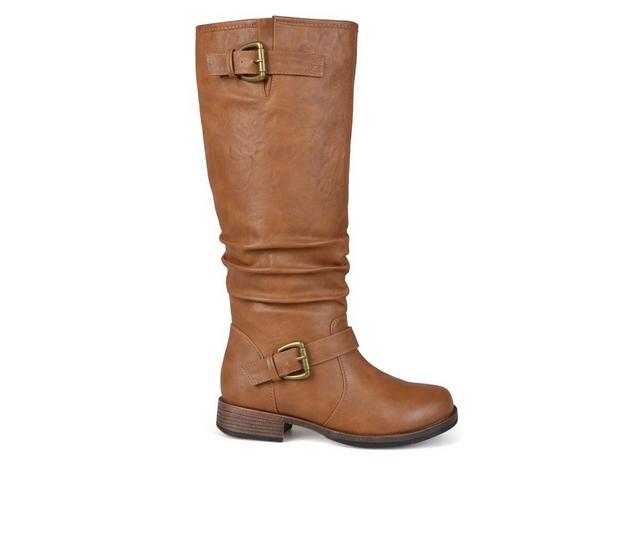 Women's Journee Collection Stormy Wide Calf Knee High Boots in Tan color