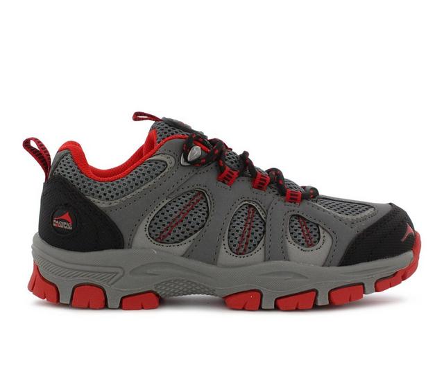 Kids' Pacific Mountain Toddler & Little Kid & Big Kid Crestone Hiking Shoes in Charcoal/Red color