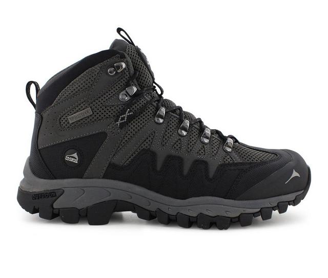 Men's Pacific Mountain Emmons Mid Waterproof Hiking Boots in Dk Grey/Lt Grey color