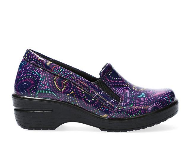 Women's Easy Works by Easy Street Leeza Purple Hearts Slip-Resistant Clogs in Purple Hearts color